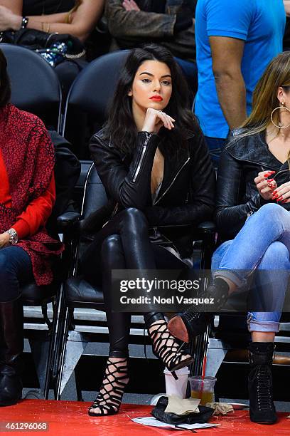 Kendall Jenner attends a basketball game between Dallas Mavericks and the Los Angeles Clippers at Staples Center on January 10, 2015 in Los Angeles,...