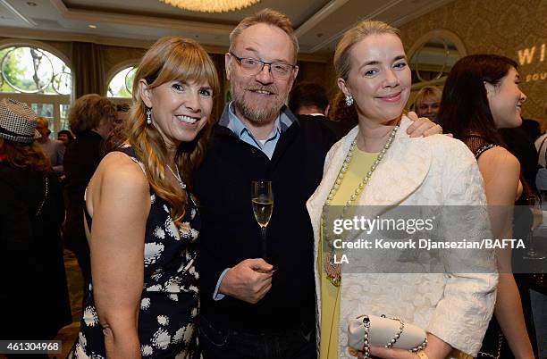 Actress Julia Verdin, actor Jared Harris and Brand Director at Mulberry Anne-Marie Verdin attend the BAFTA Los Angeles Tea Party at The Four Seasons...