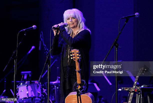 Emmylou Harris performs on stage during The Life & Songs of Emmylou Harris: An All Star Concert Celebration at DAR Constitution Hall on January 10,...