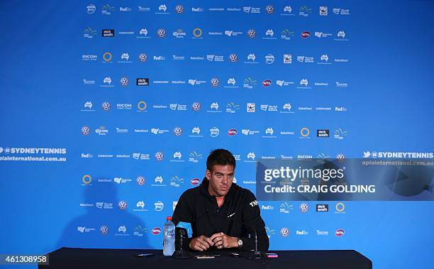 Juan Martin Del Potro of Argentina attends a press conference on day one of the Sydney International tennis tournament in Sydney on January 11, 2015....