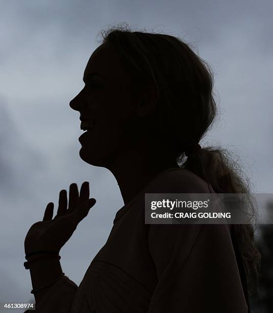 Caroline Wozniaki of Denmark speaks during a press conference on day one of the Sydney International tennis tournament in Sydney on January 11, 2015....