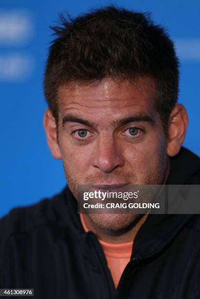 Juan Martin Del Potro of Argentina attends a press conference on day one of the Sydney International tennis tournament in Sydney on January 11, 2015....