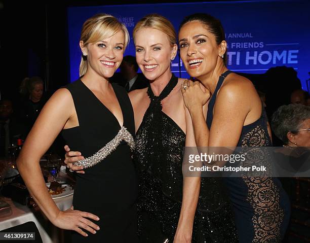Reese Witherspoon, Charlize Theron and Salma Hayek attend the 4th Annual Sean Penn & Friends HELP HAITI HOME Gala Benefiting J/P Haitian Relief...