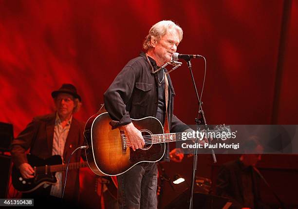 Kris Kristofferson performs on stage during The Life & Songs of Emmylou Harris: An All Star Concert Celebration at DAR Constitution Hall on January...