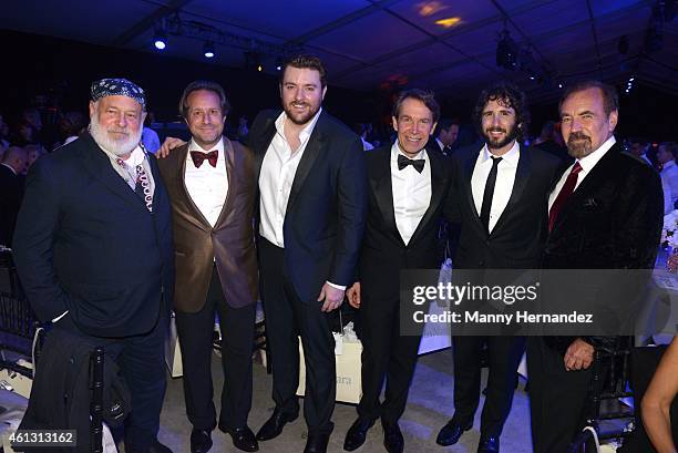 Bruce Weber, Paul Lehr, Chris Young, Jeff Koons, Josh Groban and Jorge Perez attend 2015 YoungArts Backyard Ball at YoungArts Campus on January 10,...