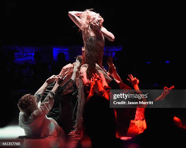 Dancers perform "Wading Games" choreographed by Ryan Heffington at the 8th Annual HEAVEN Gala presented by Art of Elysium and Samsung Galaxy at...