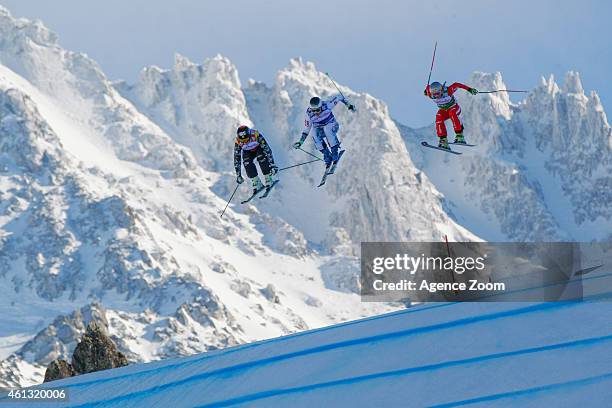 Sanna Luedi of Switzerland takes 4th place, Georgia Simmerling of Canada takes 5th place, Alizee Baron of France takes 6th place during the FIS...