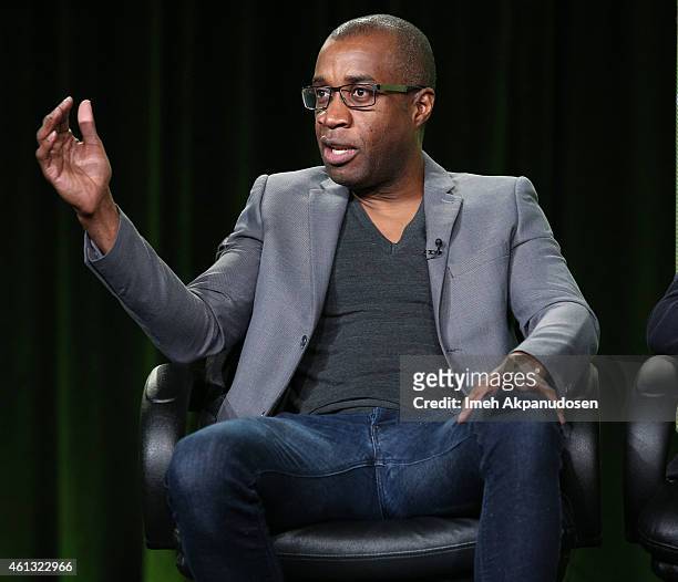 Filmmaker Clement Virgo speaks onstage during the Viacom Winter Television Critics Association press tour at The Langham Huntington Hotel and Spa on...