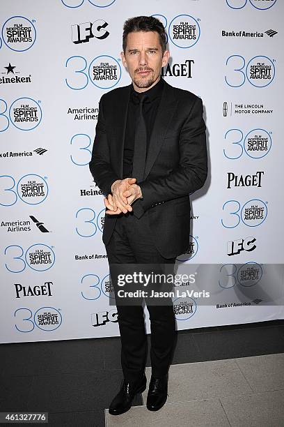 Actor Ethan Hawke attends the 2015 Film Independent filmmaker grant and Spirit Awards nominees brunch at BOA Steakhouse on January 10, 2015 in West...