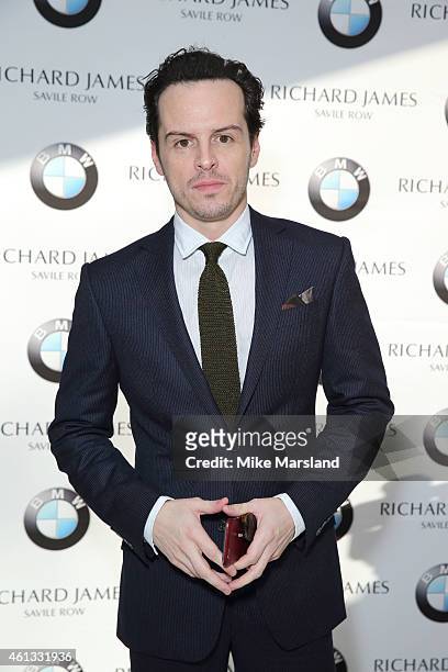 Andrew Scott attends the Richard James show at the London Collections: Men AW15 at on January 11, 2015 in London, England.