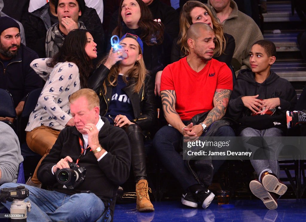 Celebrities Attend The Detroit Pistons Vs New York Knicks Game