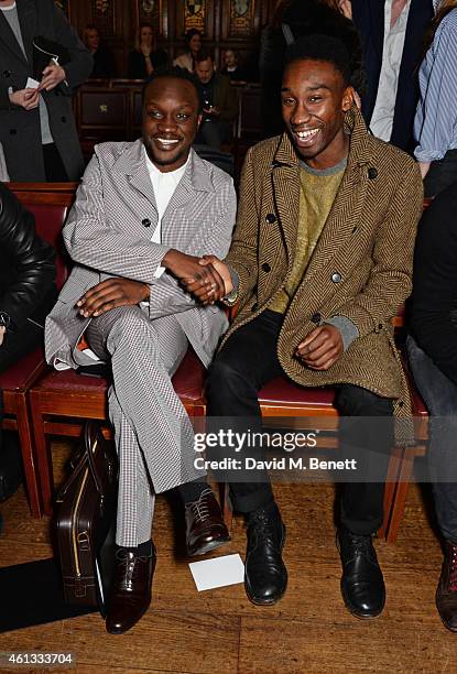 Arnold Oceng and Nathan Stewart-Jarrett attend the Pringe Of Scotland Autumn/Winter 2014 menswear runway show during London Collections: Men at...