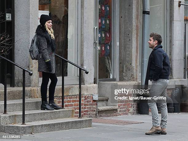 Imogen Poots, Zac Efron, Michael B. Jordan, Miles Teller are seen filming "Are We Officially Dating?" on December 21, 2012 in New York City.