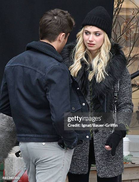 Imogen Poots, Zac Efron, Michael B. Jordan, Miles Teller are seen filming "Are We Officially Dating?" on December 21, 2012 in New York City.