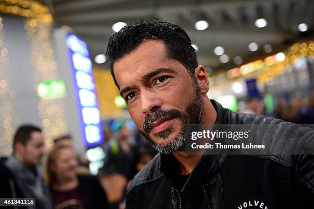 Aurelio Savina poses before the flight to Australia as a participant in the 2015 RTL-TV-Show 'Dschungelcamp: Ich bin ein Star - Holt mich hier raus!'...