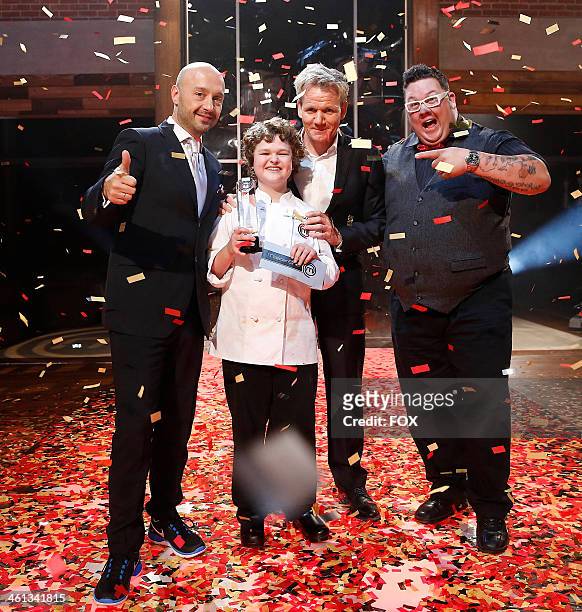 Contestant Alexander is crowned MASTERCHEF JUNIOR in the Season Finale episode of MASTERCHEF JUNIOR with judges Joe astianich, Gordon Ramsay and...