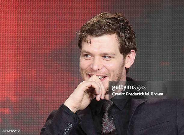 Actor Joseph Morgan speaks onstage during the 'The Vampire Diaries' and 'The Originals' panel as part of The CW 2015 Winter Television Critics...