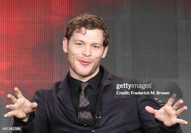 Actor Joseph Morgan speaks onstage during the 'The Vampire Diaries' and 'The Originals' panel as part of The CW 2015 Winter Television Critics...