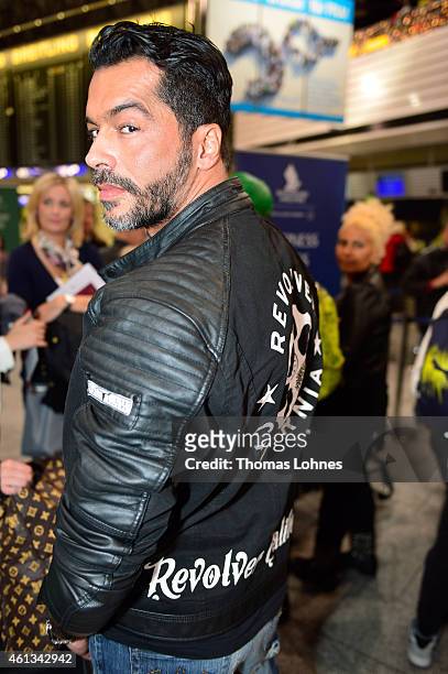Aurelio Savina poses before the flight to Australia as a participant in the 2015 RTL-TV-Show 'Dschungelcamp: Ich bin ein Star - Holt mich hier raus!'...
