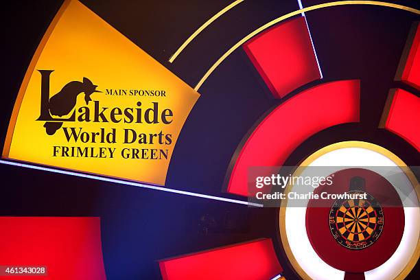 General view of the dart board during the BDO Lakeside World Professional Darts Championships on Day Nine at The Lakeside Country Club on January 11,...