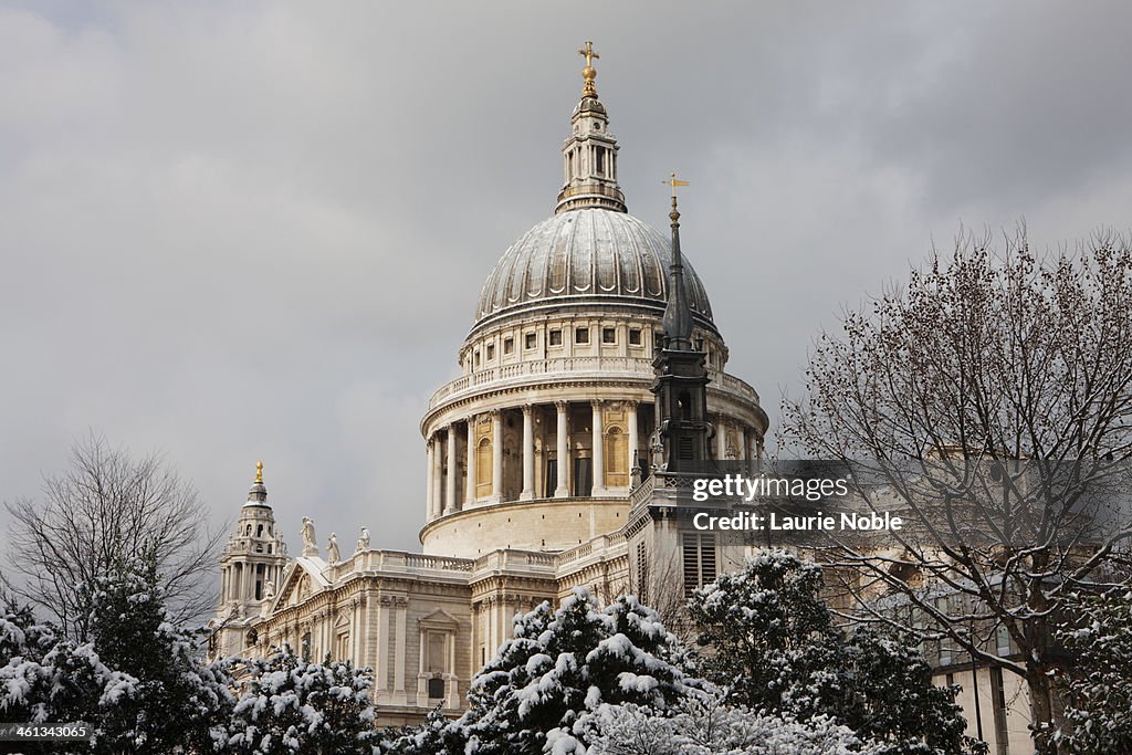 St Paul's Cathedral in the snow, London