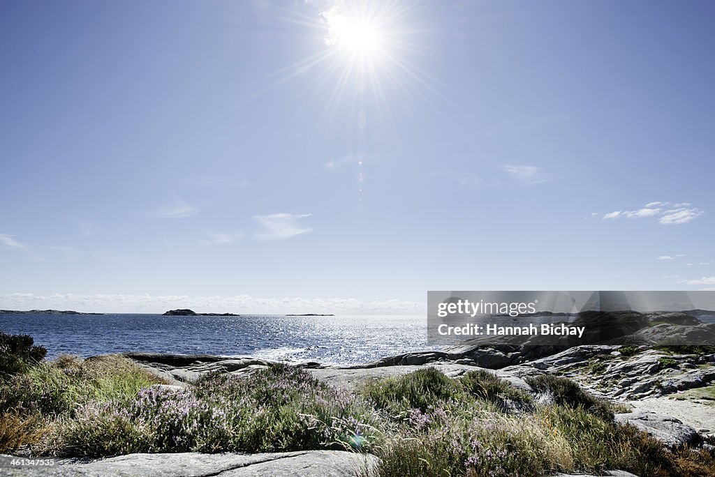 Beach and Sea in bright sunlight, South Norway