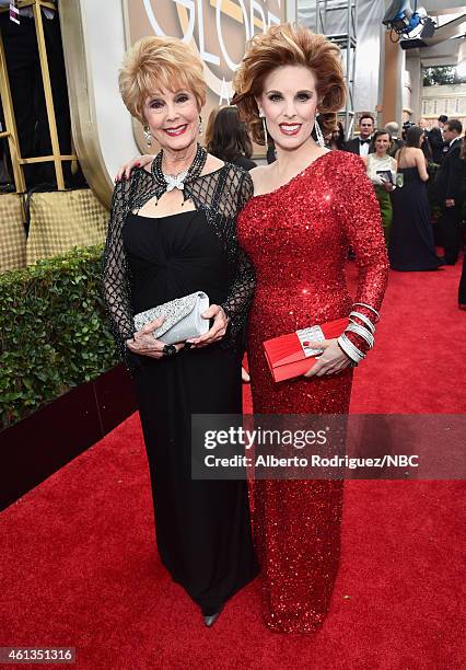 72nd ANNUAL GOLDEN GLOBE AWARDS -- Pictured: Actresses Karen Sharpe Kramer and Kat Kramer arrive to the 72nd Annual Golden Globe Awards held at the...