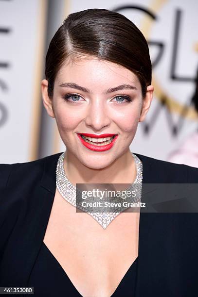 Singer Lorde attends the 72nd Annual Golden Globe Awards at The Beverly Hilton Hotel on January 11, 2015 in Beverly Hills, California.