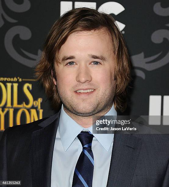 Actor Haley Joel Osment attends the premiere of IFC's "The Spoils Of Babylon" at DGA Theater on January 7, 2014 in Los Angeles, California.