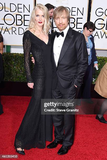 Director Morten Tyldum and Janne Tyldum attend the 72nd Annual Golden Globe Awards at The Beverly Hilton Hotel on January 11, 2015 in Beverly Hills,...