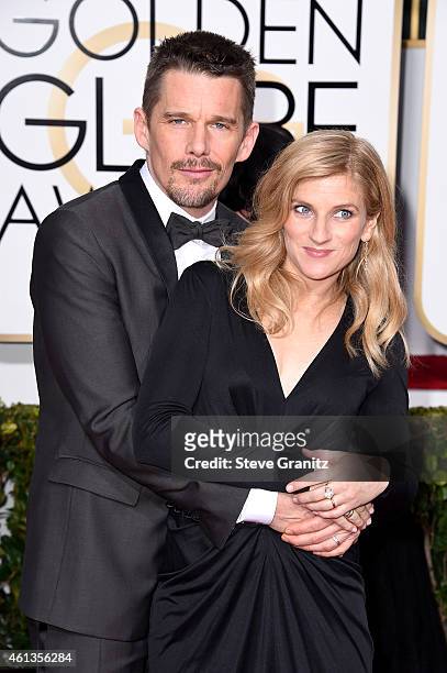 Actor Ethan Hawke and Ryan Hawke attend the 72nd Annual Golden Globe Awards at The Beverly Hilton Hotel on January 11, 2015 in Beverly Hills,...