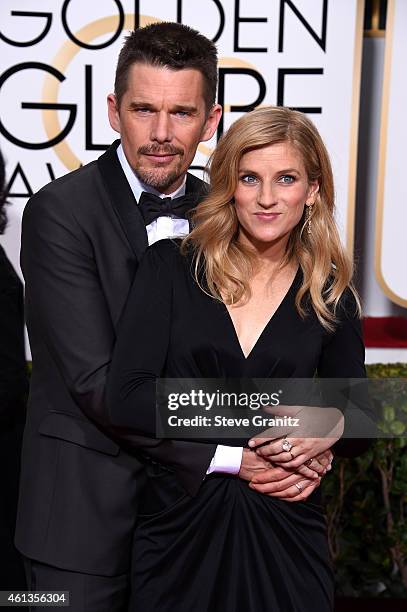 Actor Ethan Hawke and Ryan Hawke attend the 72nd Annual Golden Globe Awards at The Beverly Hilton Hotel on January 11, 2015 in Beverly Hills,...