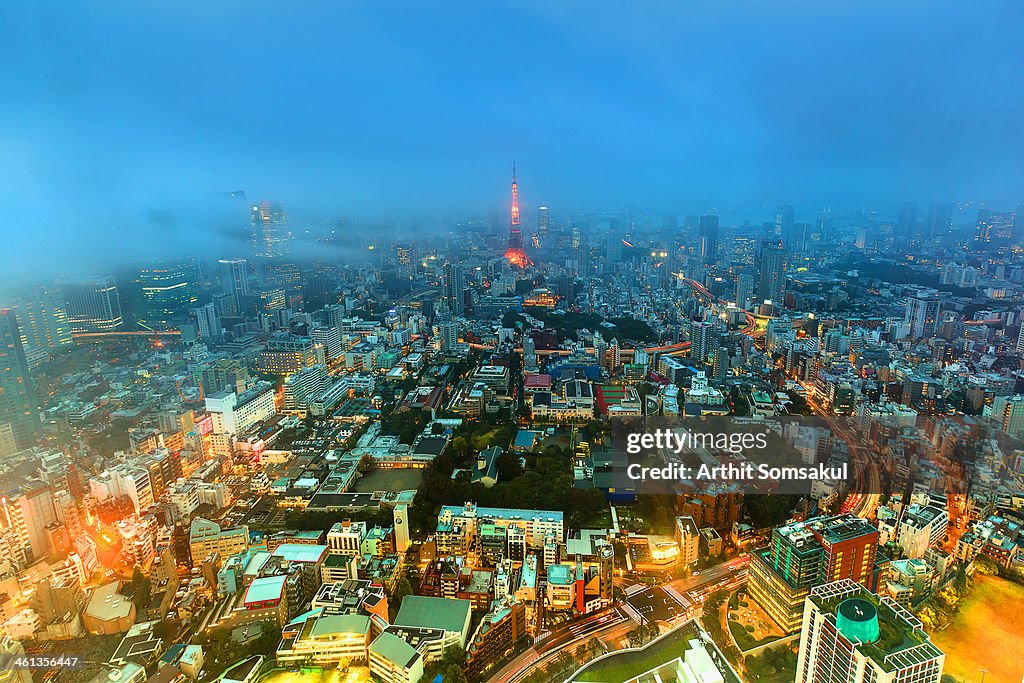 Tokyo in fog