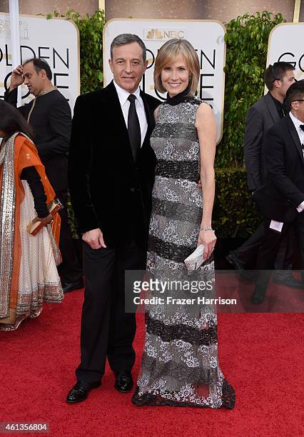 The Walt Disney Company Chairman and CEO Bob Iger and Willow Bay attend the 72nd Annual Golden Globe Awards at The Beverly Hilton Hotel on January...