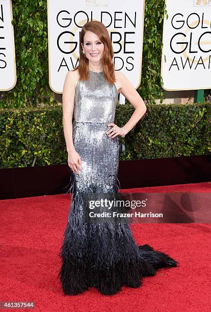 Actress Julianne Moore attends the 72nd Annual Golden Globe Awards at The Beverly Hilton Hotel on January 11, 2015 in Beverly Hills, California.