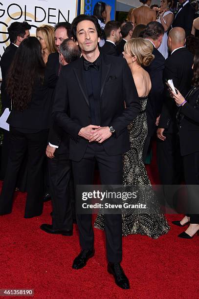 Actor Adrien Brody attends the 72nd Annual Golden Globe Awards at The Beverly Hilton Hotel on January 11, 2015 in Beverly Hills, California.