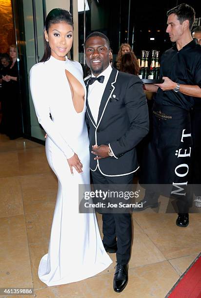 Actor Kevin Hart and Eniko Parrish attend the 72nd Annual Golden Globe Awards at The Beverly Hilton Hotel on January 11, 2015 in Beverly Hills,...