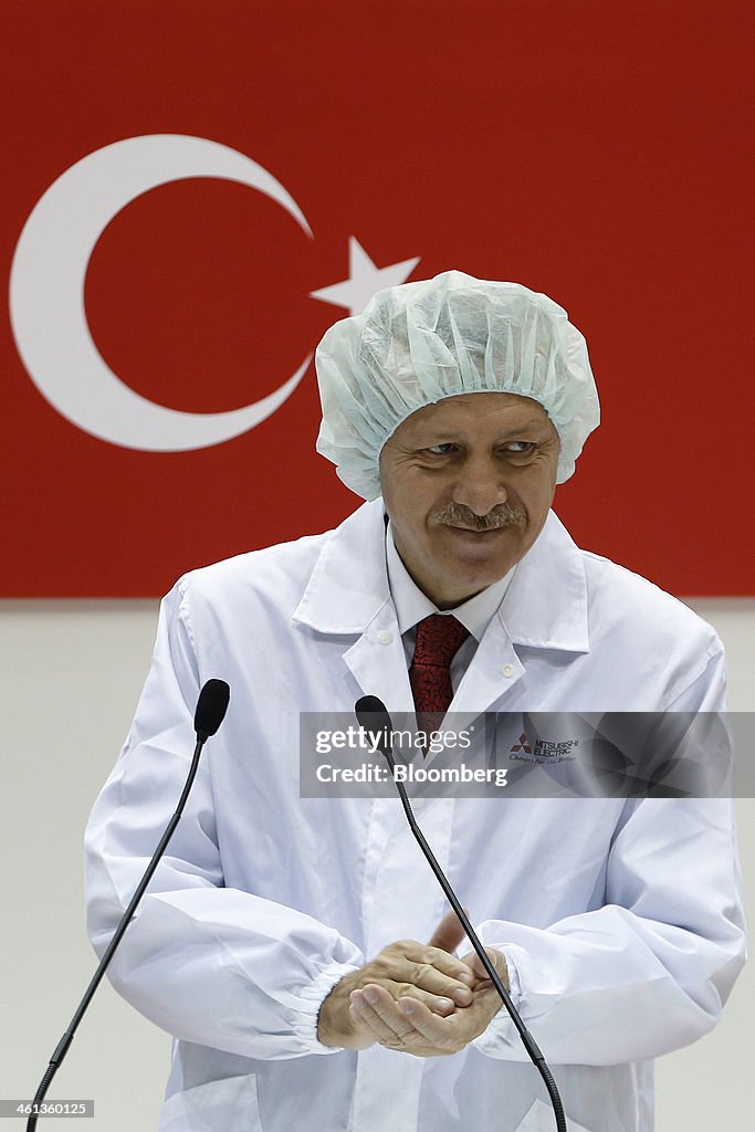 Turkish Prime Minister Erdogan Visits Mitsubishi Plant Manufacturing Turksat-4A Satellite