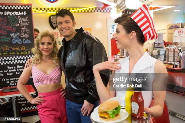 Heidi Range and Ben Freeman attend a photocall for new musical "Happy Days" at Ed's Easy Diner on January 8, 2014 in London, England.