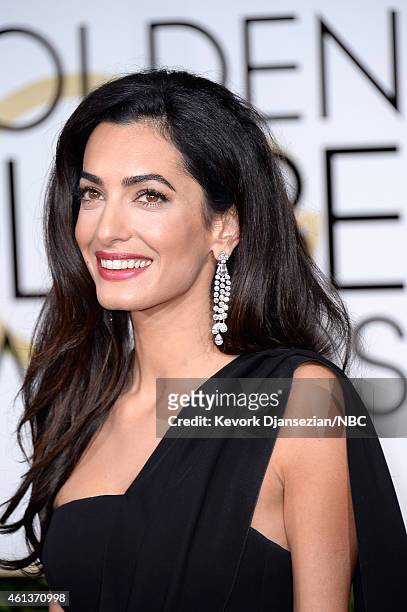 72nd ANNUAL GOLDEN GLOBE AWARDS -- Pictured: Lawyer Amal Clooney arrives to the 72nd Annual Golden Globe Awards held at the Beverly Hilton Hotel on...