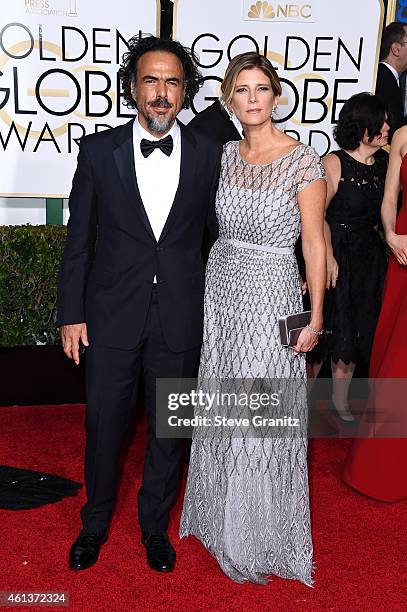 Director Alejandro Gonzalez Inarritu and Maria Eladia Hagerman attend the 72nd Annual Golden Globe Awards at The Beverly Hilton Hotel on January 11,...