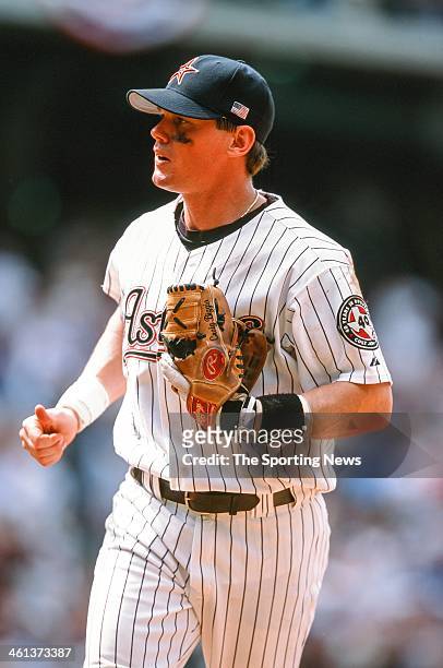 Craig Biggio of the Houston Astros during Game One of the National League Division Series against the Atlanta Braves on October 9, 2001 at Enron...