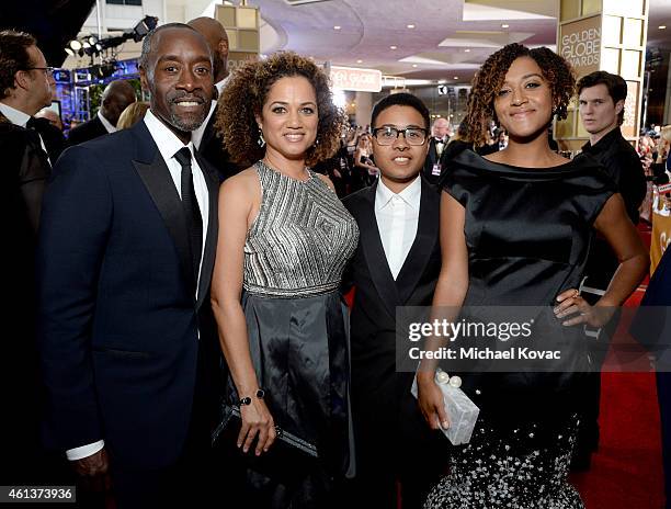 Don Cheadle, Bridgid Coulter, Ayana Tai Cheadle and Imani Cheadle attend the 72nd Annual Golden Globe Awards at The Beverly Hilton Hotel on January...