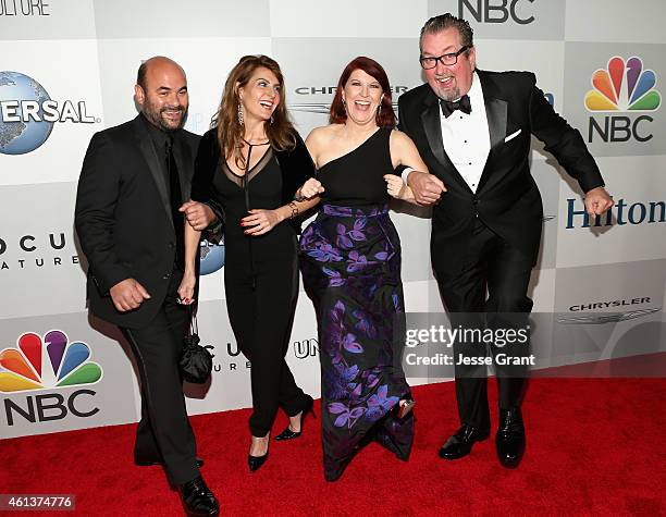 Actors Ian Gomez, Nia Vardalos, Kate Flannery and Chris Haston attend Universal, NBC, Focus Features and E! Entertainment 2015 Golden Globe Awards...