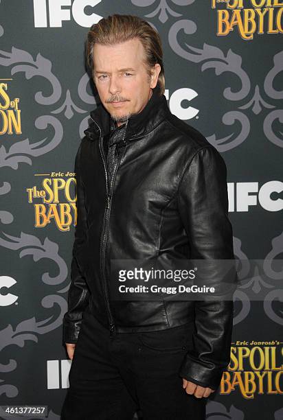 Actor David Spade arrives at the Los Angeles premiere of "The Spoils Of Babylon" at DGA Theater on January 7, 2014 in Los Angeles, California.