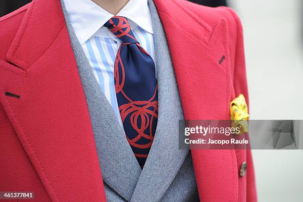 Detail of tie during Pitti Immagine Uomo 85 on January 8, 2014 in Florence, Italy.