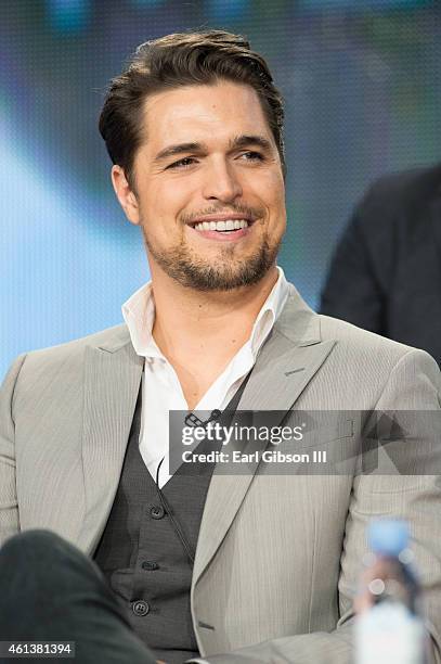 Actor Diogo Morgado serves as a panelist during 'The Messengers' panel as part of The CW 2015 Winter Television Critics Association press tour at The...