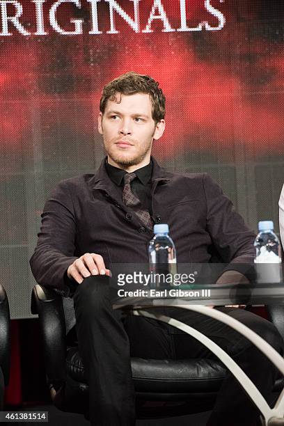 Actor Joseph Morgan speaks onstage during 'The Vampire Diaries' and 'The Originals' panel as part of The CW 2015 Winter Television Critics...
