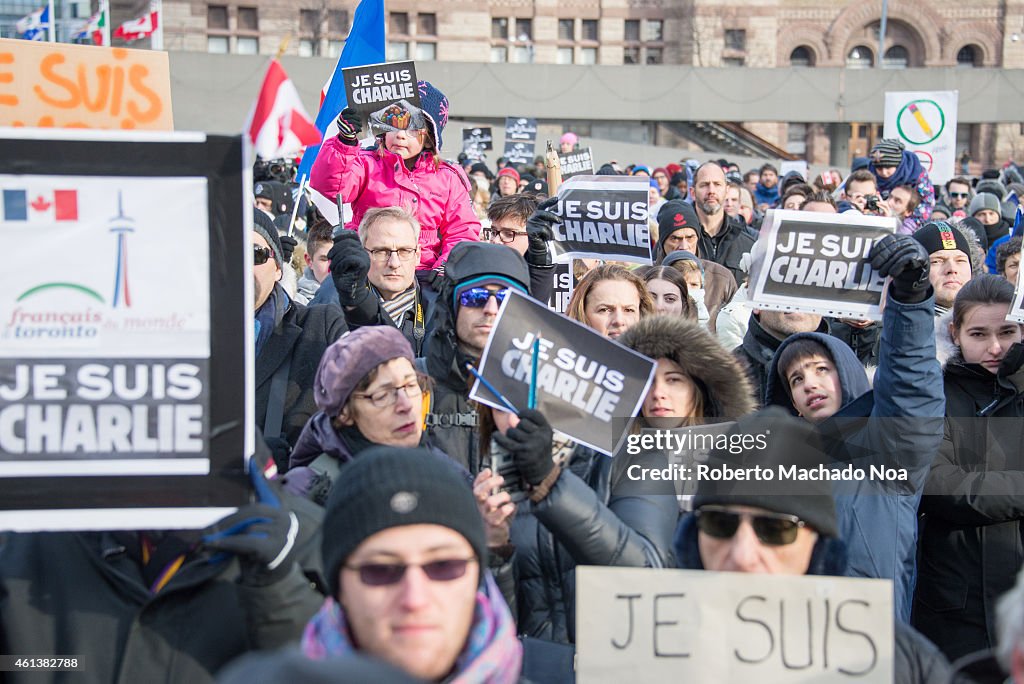 Toronto people meets in the Je Suis Charlie vigil at Nathan...