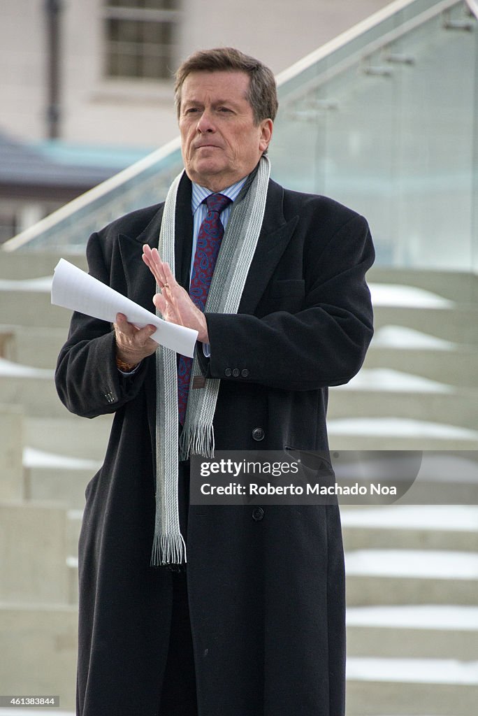 Toronto Mayor John Tory in a vigil at Nathan Phillips Square...